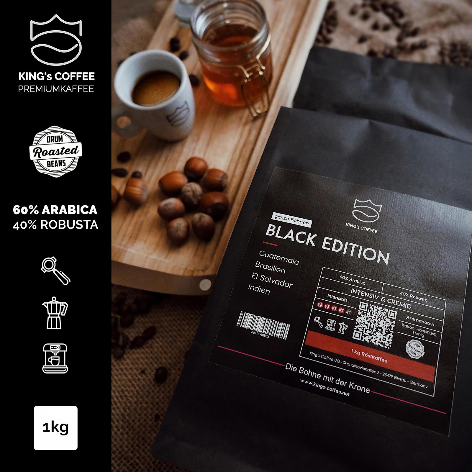 Кава в зернах KING'S COFFEE Black Edition Crema Intense 1 кг, фото №2