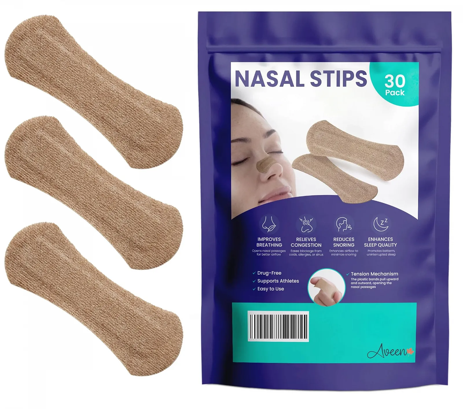 Смужки для носа Aveen проти хропіння для глибокого, спокійного сну Ефективне рішення, фото №1 Смужки для носа Aveen проти хропіння для глибокого, спокійного сну Ефективне рішення, фото №1