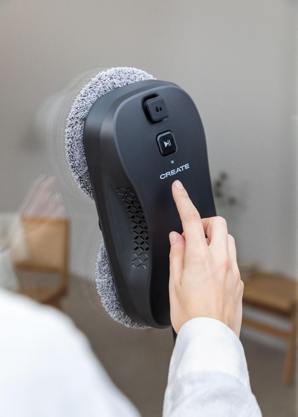 Робот для мойки окон CREATE WIPEBOT PRO/Automatic с Wi-Fi/Двойной слив воды, 2 уровня распыления, обнаружение углов и краев, страховочный трос 5 м, резервуар 60 мл, фото №6