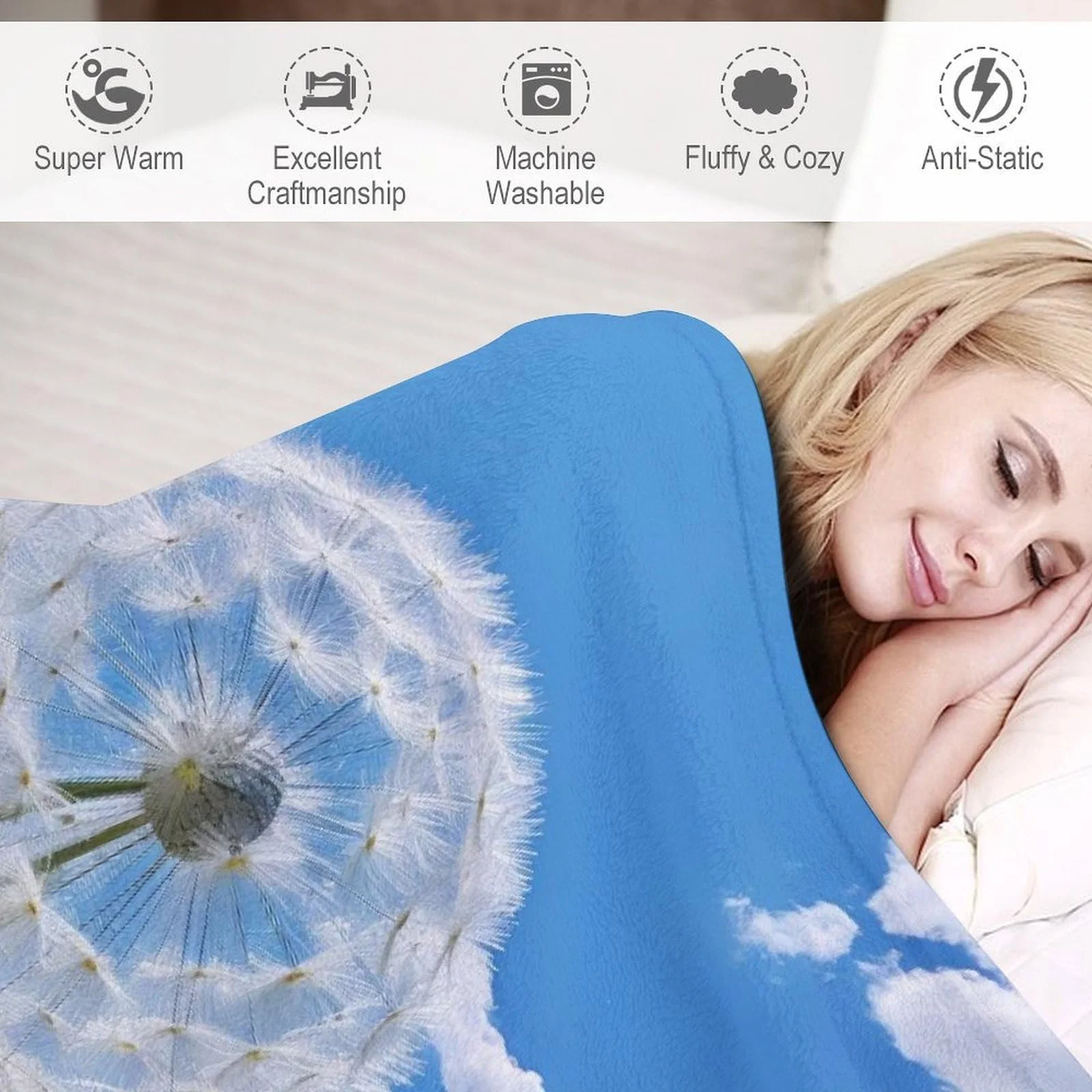 Покрывало Фланель Флис DandeLöwe 3D для дивана кровати Пушистое Мягкое Теплое (130 x 180 см), фото №3