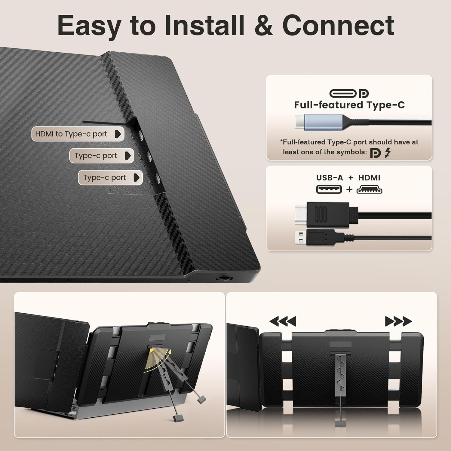 Монітор портативний сенсорний 12" KEFEYA S1 mini FHD IPS 60 Гц, фото №6