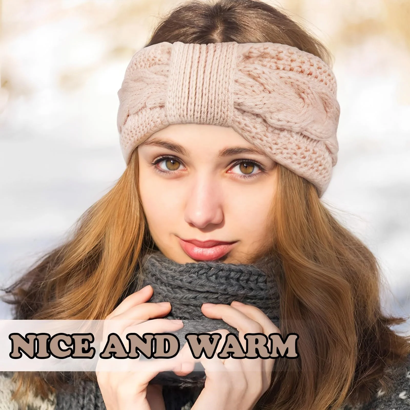 Набір з зимових в'язаних широких пов'язок на голову для жінок, фото №5 Набір з зимових в'язаних широких пов'язок на голову для жінок, фото №5