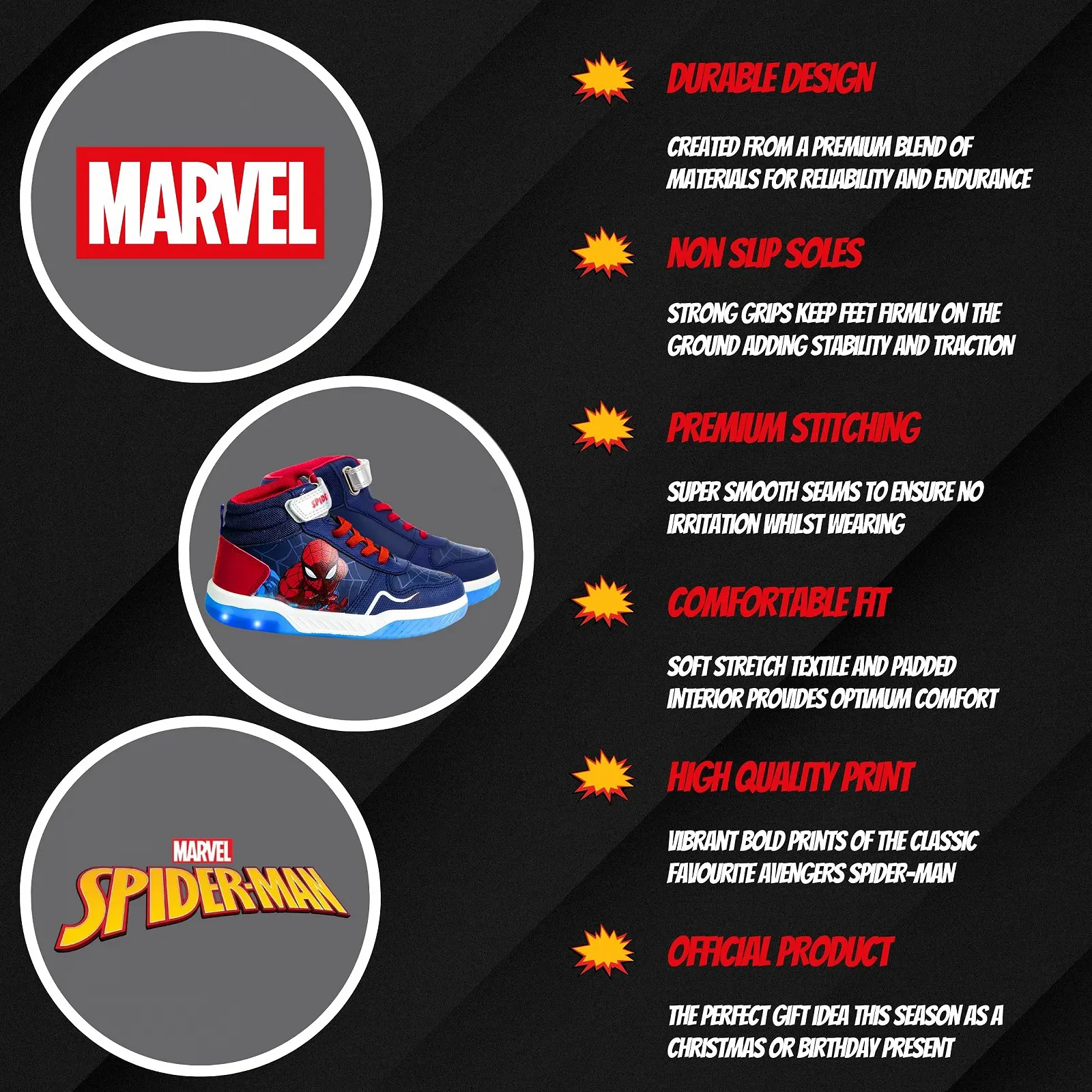 Обувь Spiderman для мальчиков, высокие кроссовки, подарок для мальчиков и подростков, размеры UK 9 - 1, фото №4