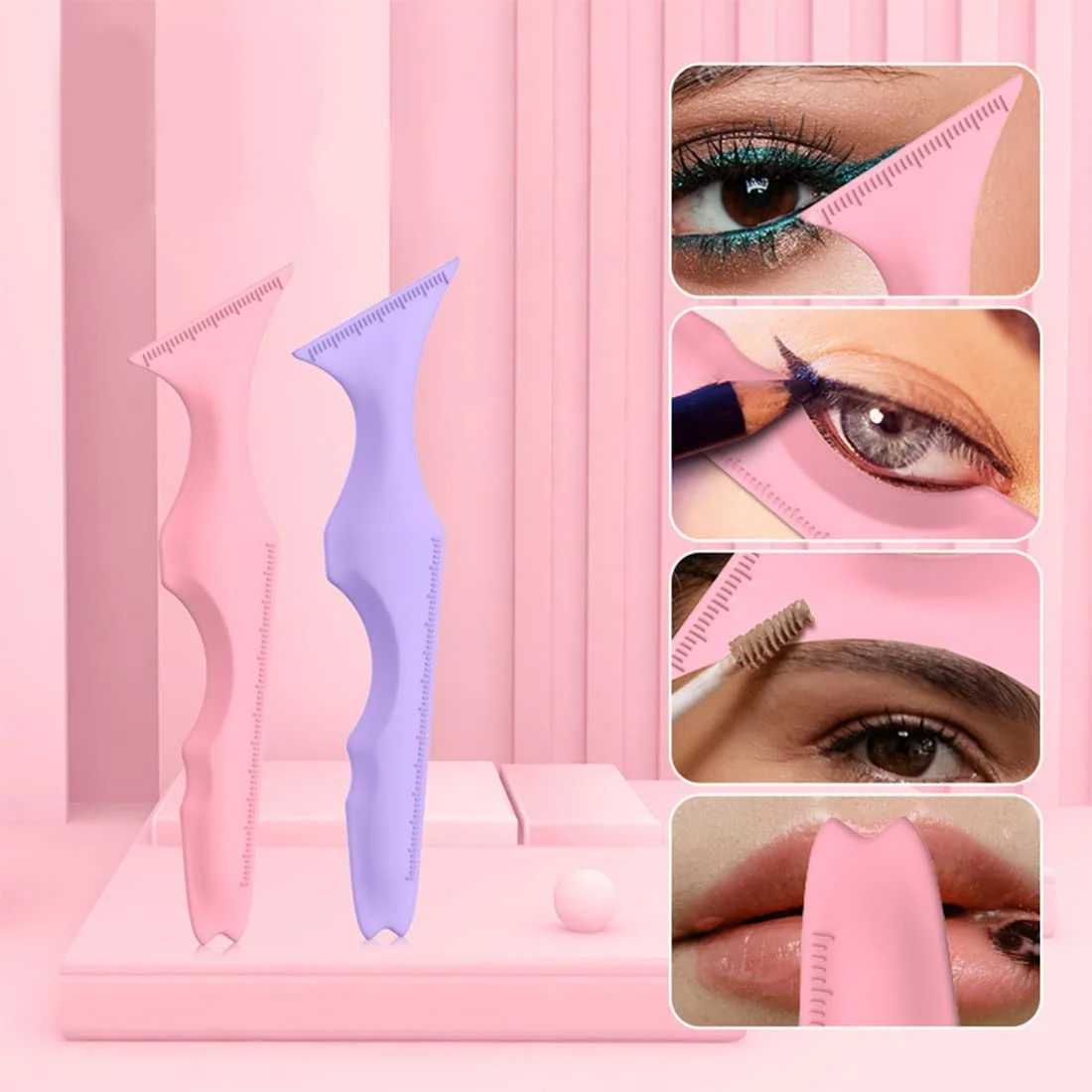 Шаблони PLABBDPL Eyeliner Силіконові Багаторазові Рожевий Фіолетовий, фото №4