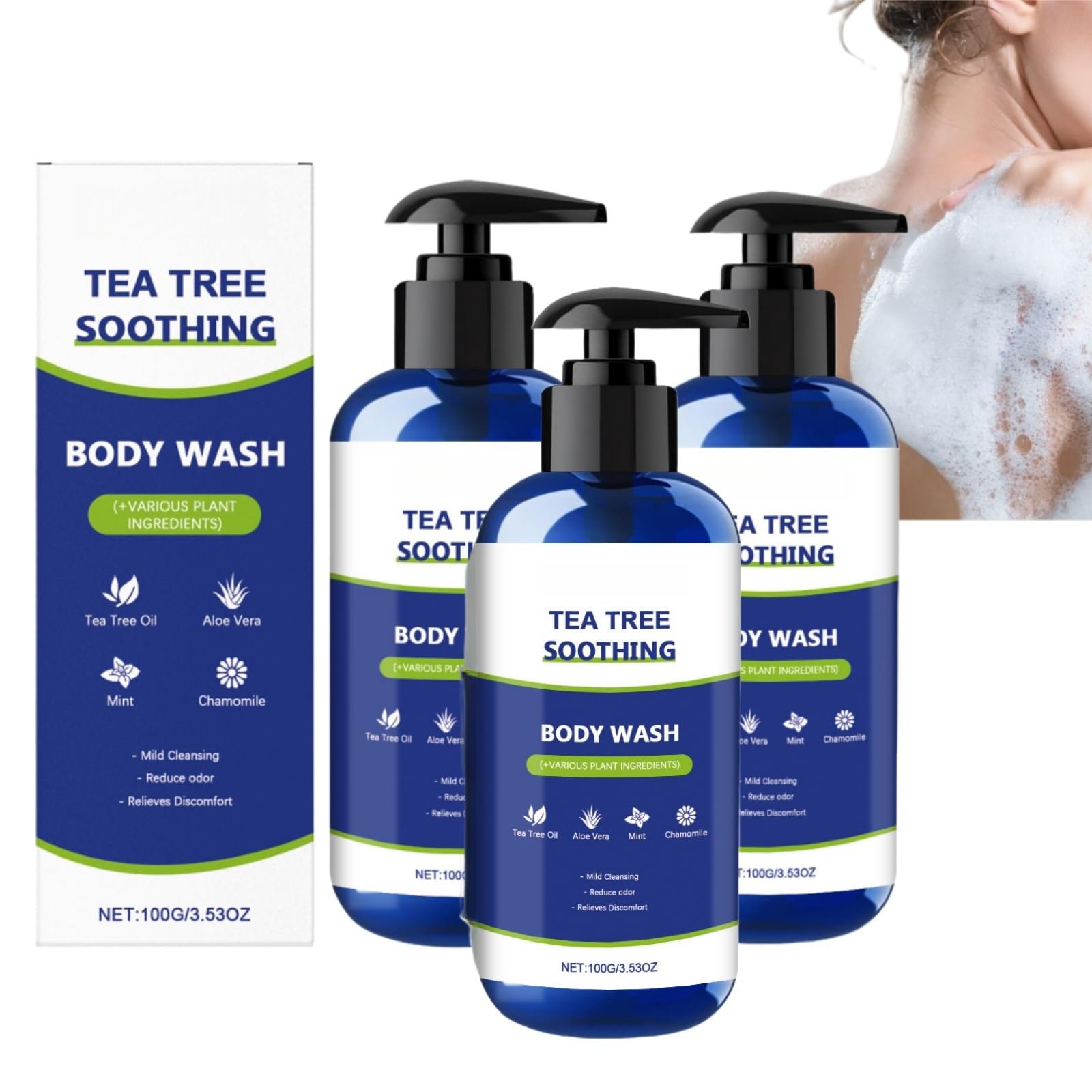Гель для душу Tea Tree Mint Зволожувальний Освіжальний для тіла та ніг для чоловіків та жінок 3 шт., фото №1