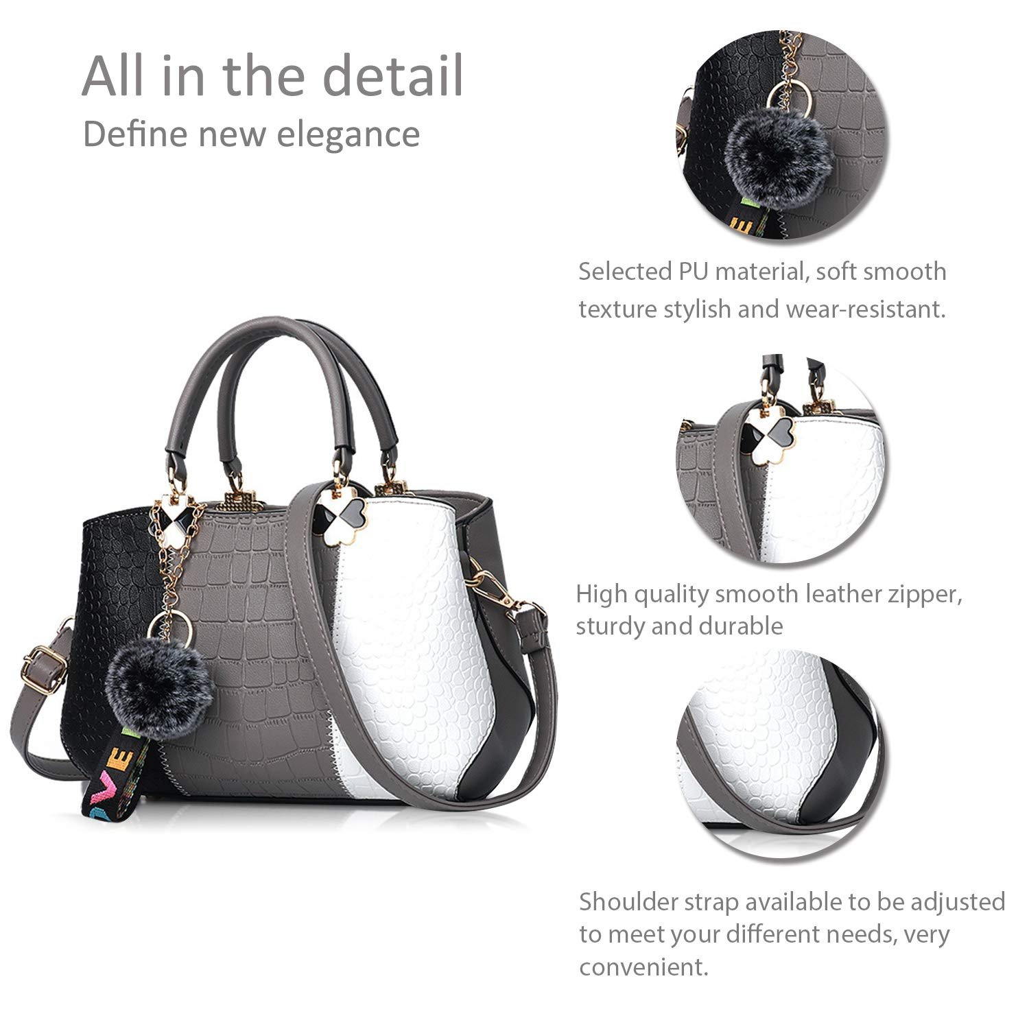 Сумка з верхньою ручкою NICOLE & DORIS, сіра, фото №6