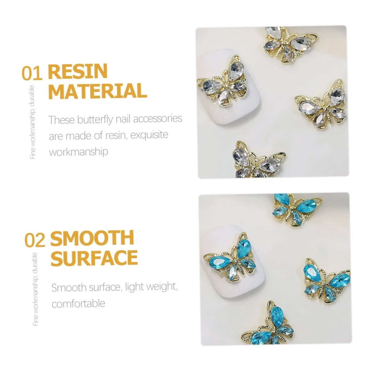 Прикраса для манікюру своїми руками Метелики MERRYHAPY 3D, Паковання 10 штук, фото №8