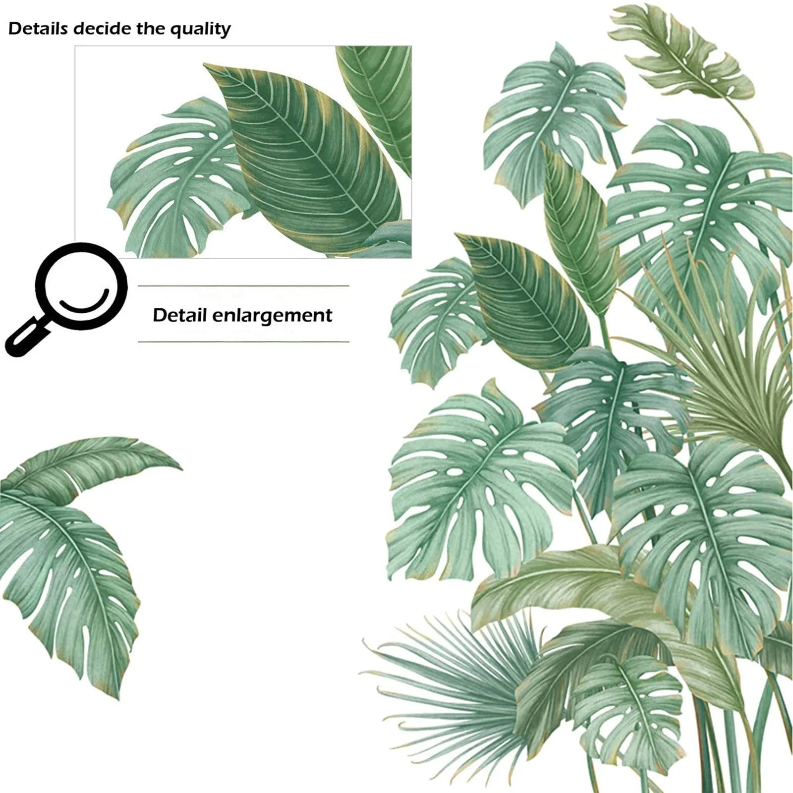 Наклейка на стіну Зелене листя 4 аркуші Рослини Фотошпалери, фото №2 Наклейка на стіну Зелене листя 4 аркуші Рослини Фотошпалери, фото №2