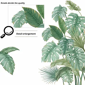 Наклейка на стіну Зелене листя 4 аркуші Рослини Фотошпалери synthetic.ua - Фото 1
