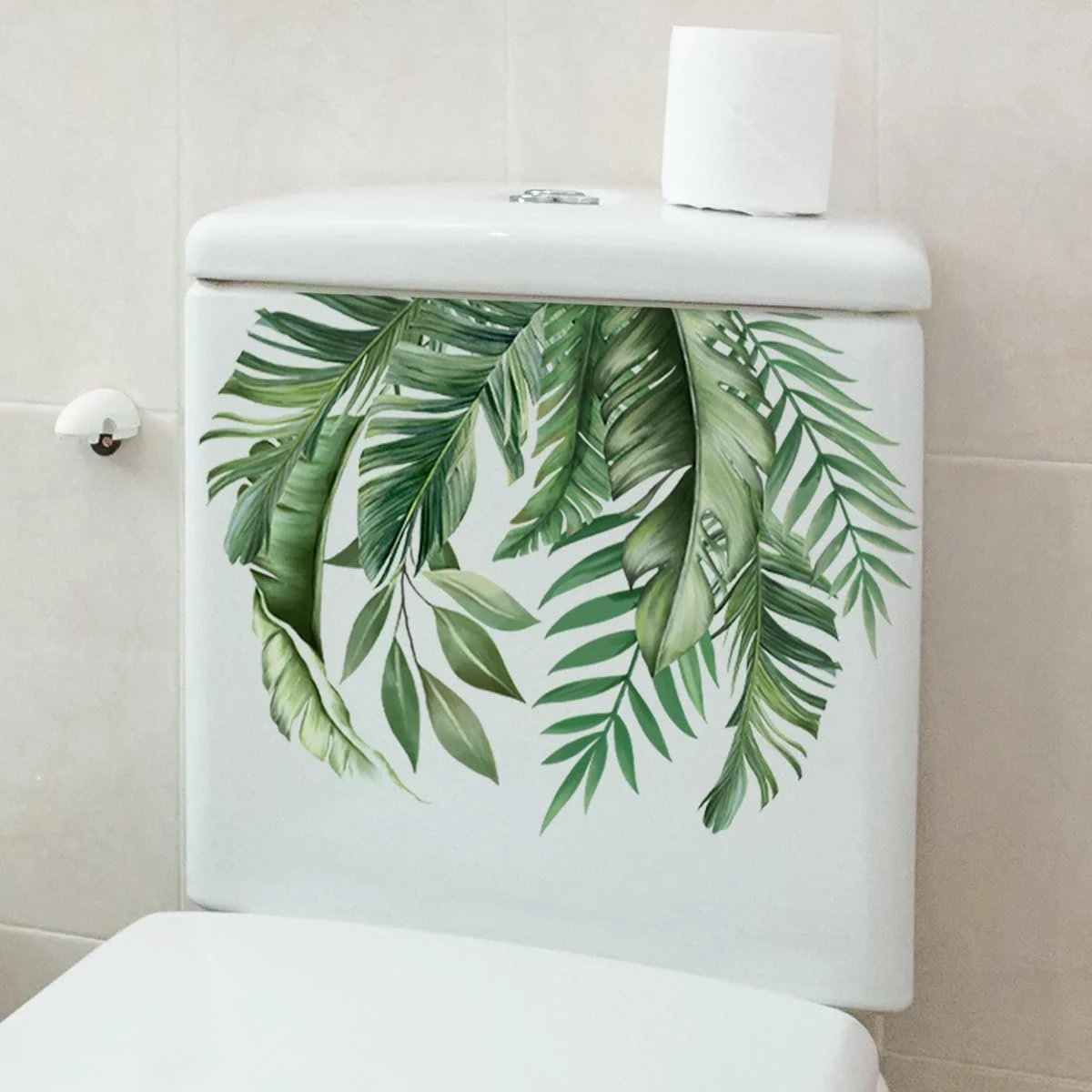 Наклейка на стіну Simple Fresh Green Plants вінілова для туалету та ванної, фото №7