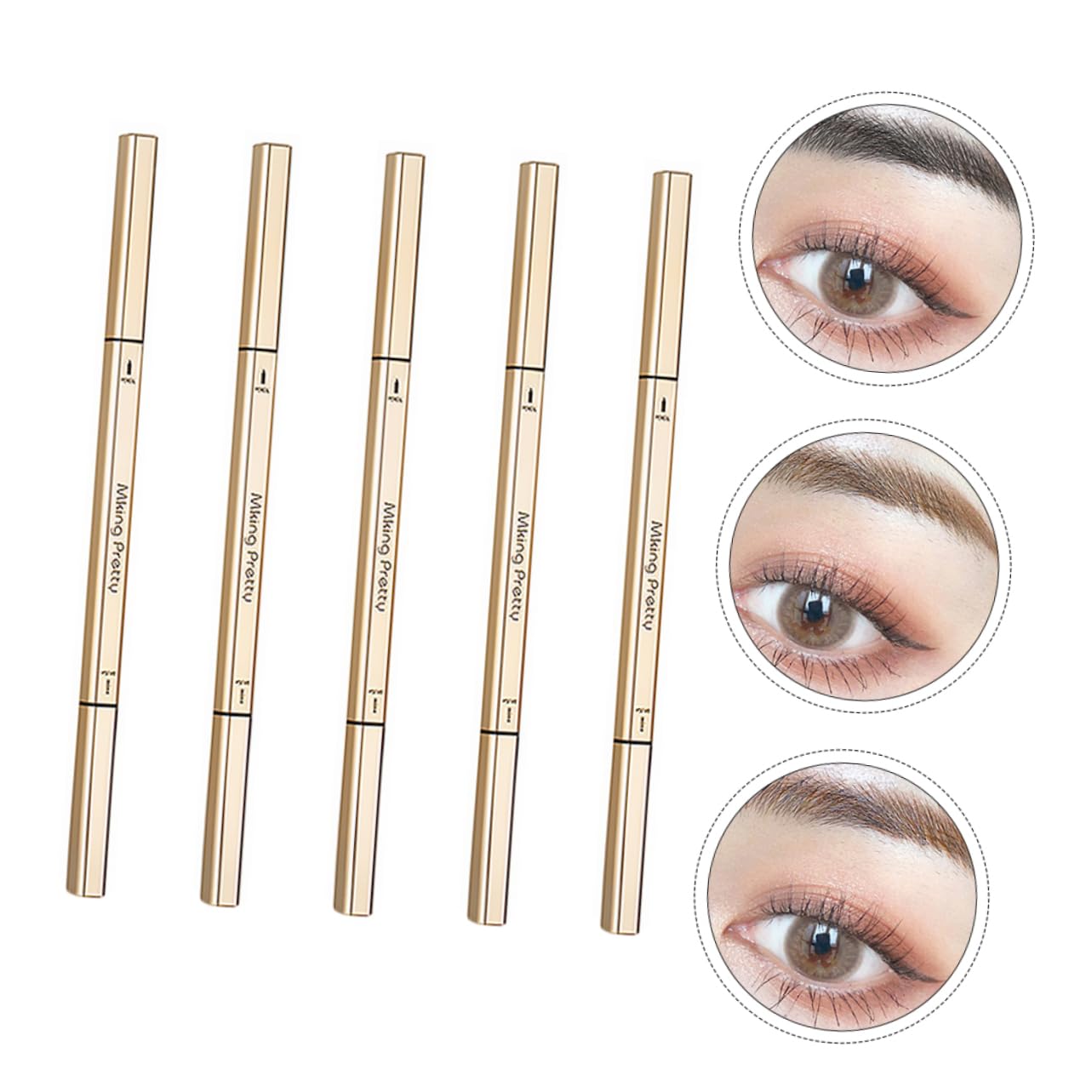 Карандаш для бровей Gogogmee 5St двусторонний Microblading для бровей Tintenstift с кисточкой водостойкий пластиковый, фото №3