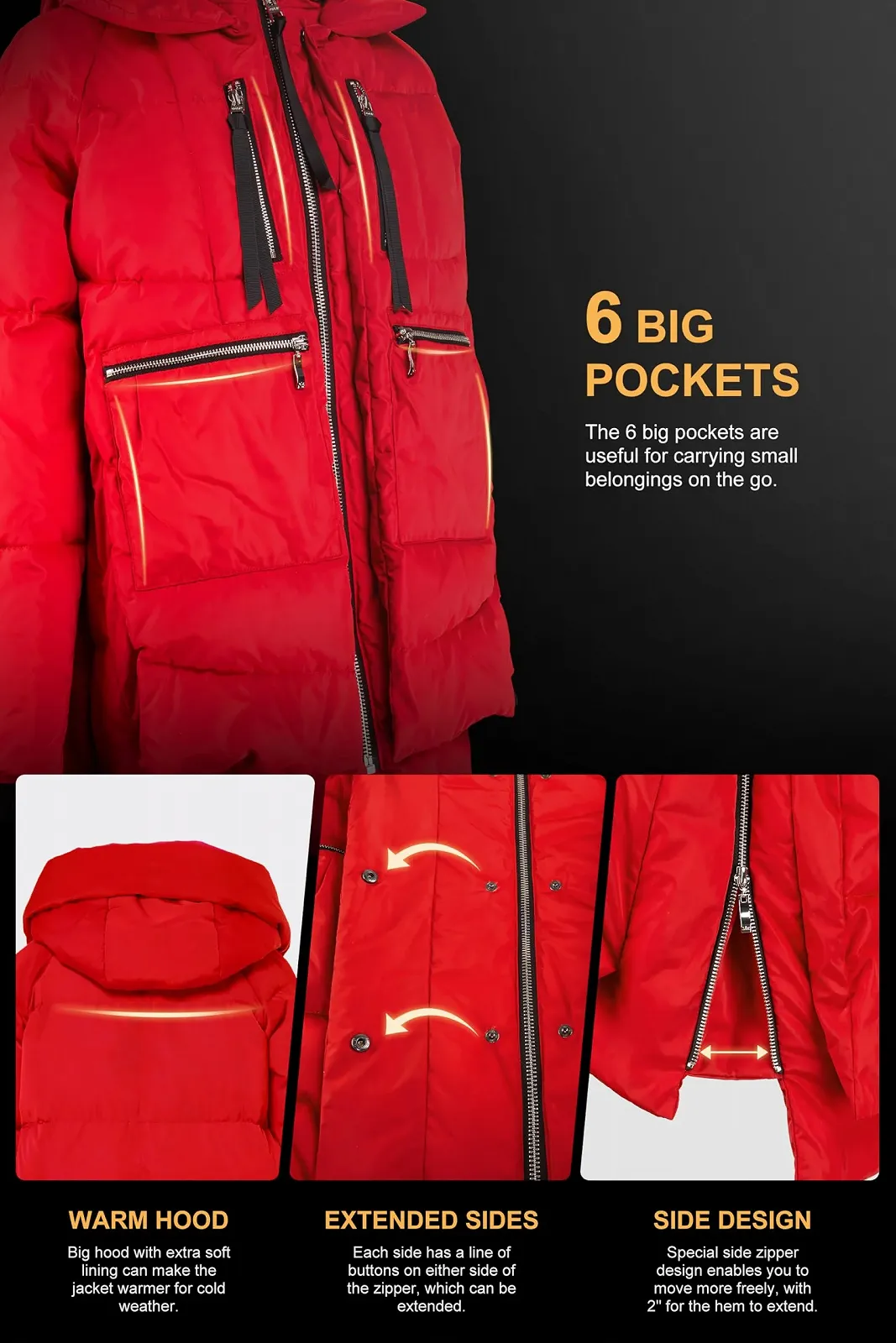 Женская зимняя куртка Orolay Утепленная теплая уличная с капюшоном, фото №5 Женская зимняя куртка Orolay Утепленная теплая уличная с капюшоном, фото №5