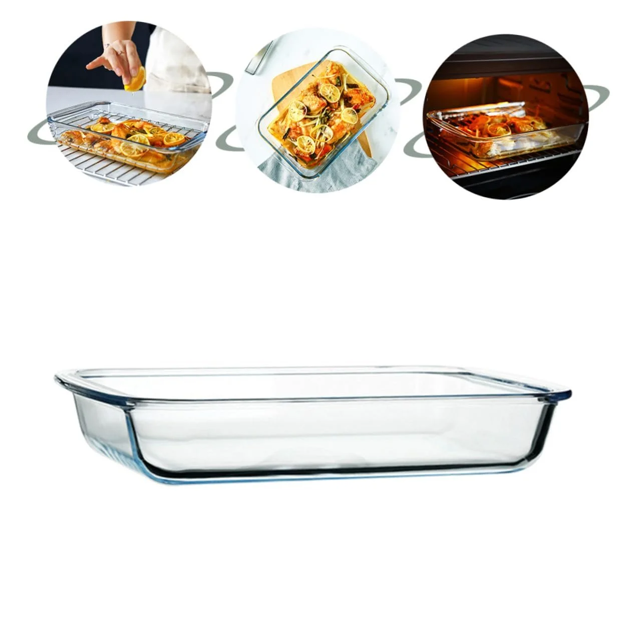 Форма для випікання Garneck скляна термостійка з подвійними ручками для духовки та мікрохвильової печі, фото №6