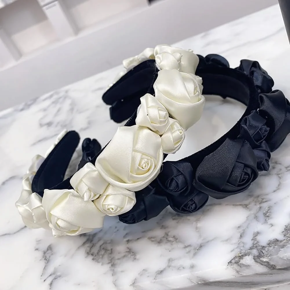 Обруч для волосся атласна троянда, фото №4
