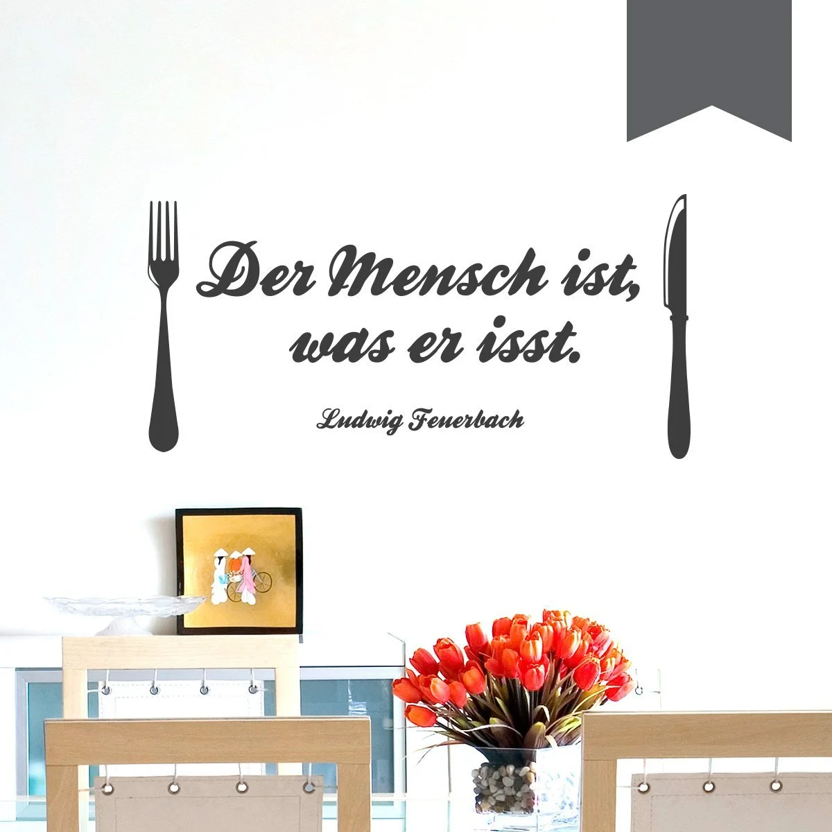 Наклейка на стену Wandkings 'Der Mensch ist was er isst' (Ludwig Feuerbach) 50 x 24 см Серый, фото №1 Наклейка на стену Wandkings 'Der Mensch ist was er isst' (Ludwig Feuerbach) 50 x 24 см Серый, фото №1