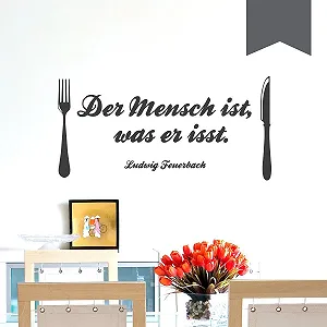 Настінна наклейка Wandkings 'Der Mensch ist was er isst' (Ludwig Feuerbach) 50 x 24 см Сірий - Фото 1