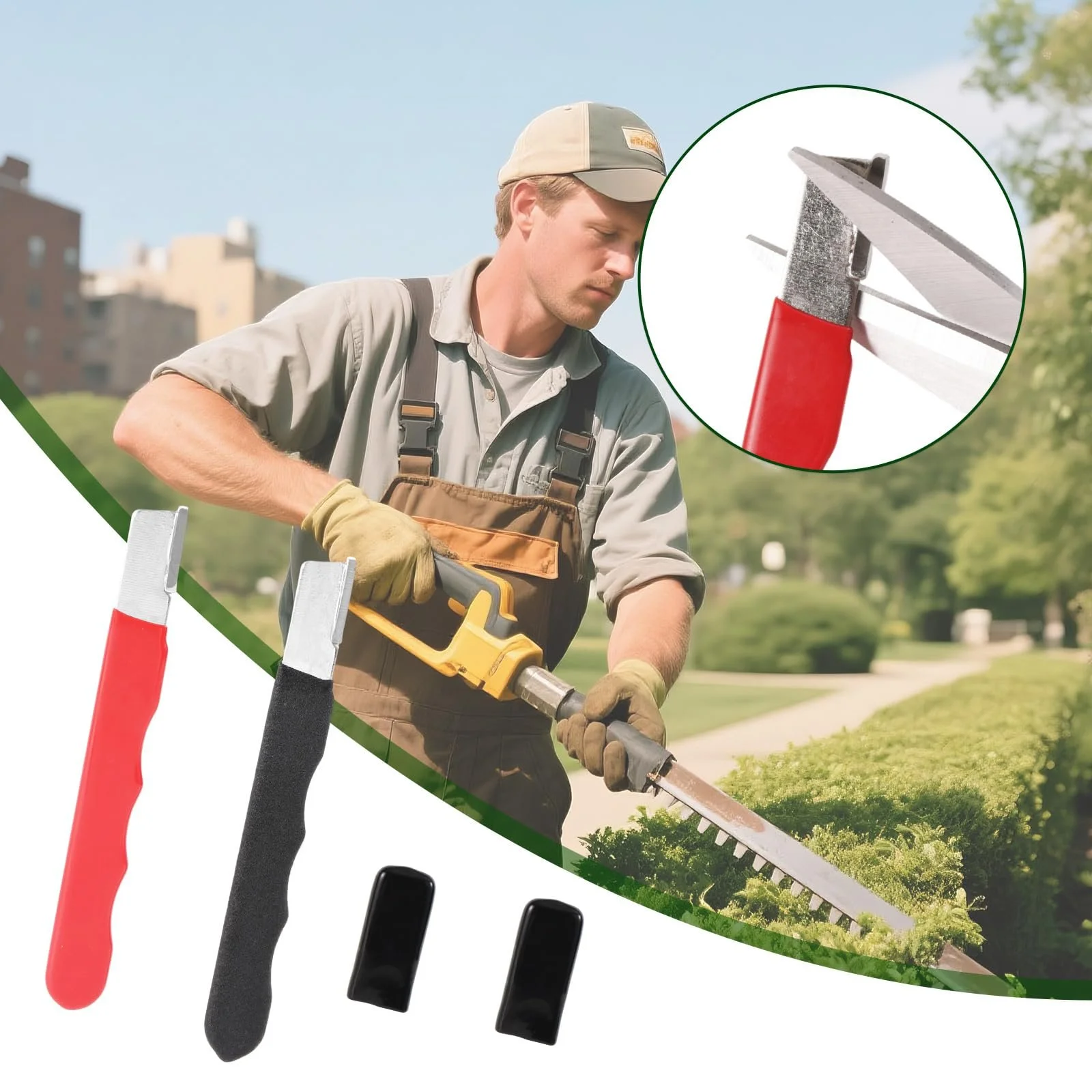 Точилка для садових інструментів 4 шт. портативна для сокир та секаторів чорна та червона, фото №7