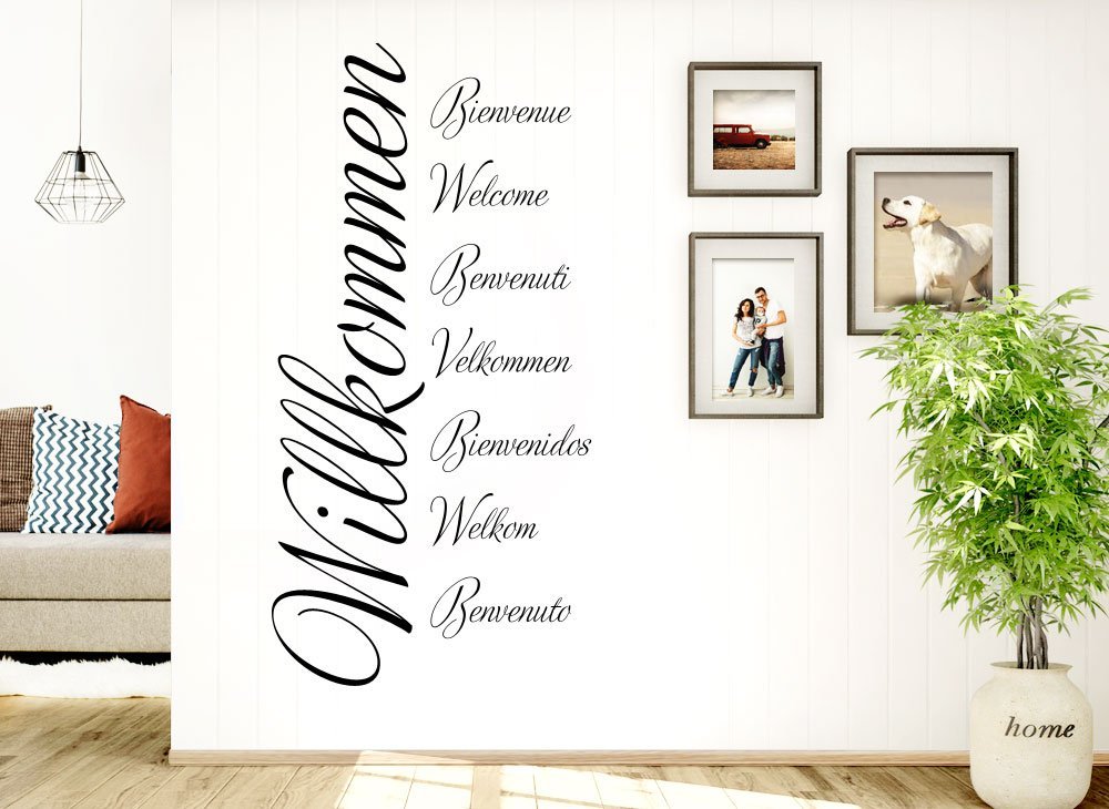 Наклейка на стіну Grandora W3014 Welcome 8 мов чорна 58 x 117 см, фото №3