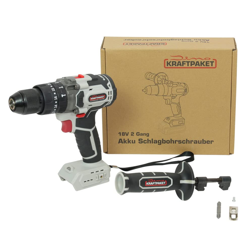Дриль-шурупокрут Dino KRAFTPAKET 18V-75Nm безщітковий акумуляторний ударний набір з батареєю 4Ah і зарядним пристроєм 4A з патроном без ключа 1-13 мм із сталі 20+3 рівнів обертального моменту 2-швидкості та LED, безщітковий мотор, фото №5