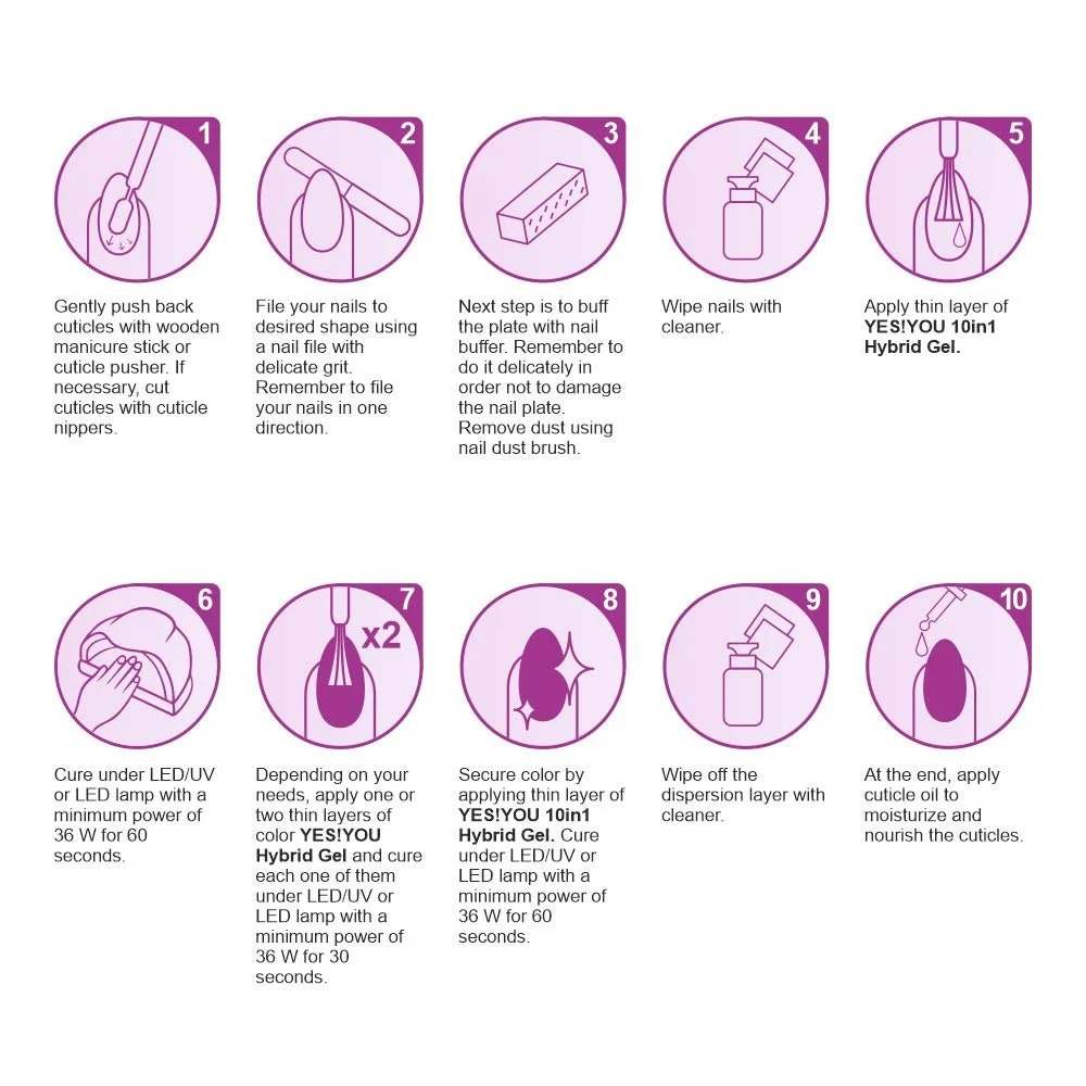 Гель-лак Yes!You Набор Natural Look - 8 цветов с 2 прозрачными базовыми покрытиями Mix colour, фото №2