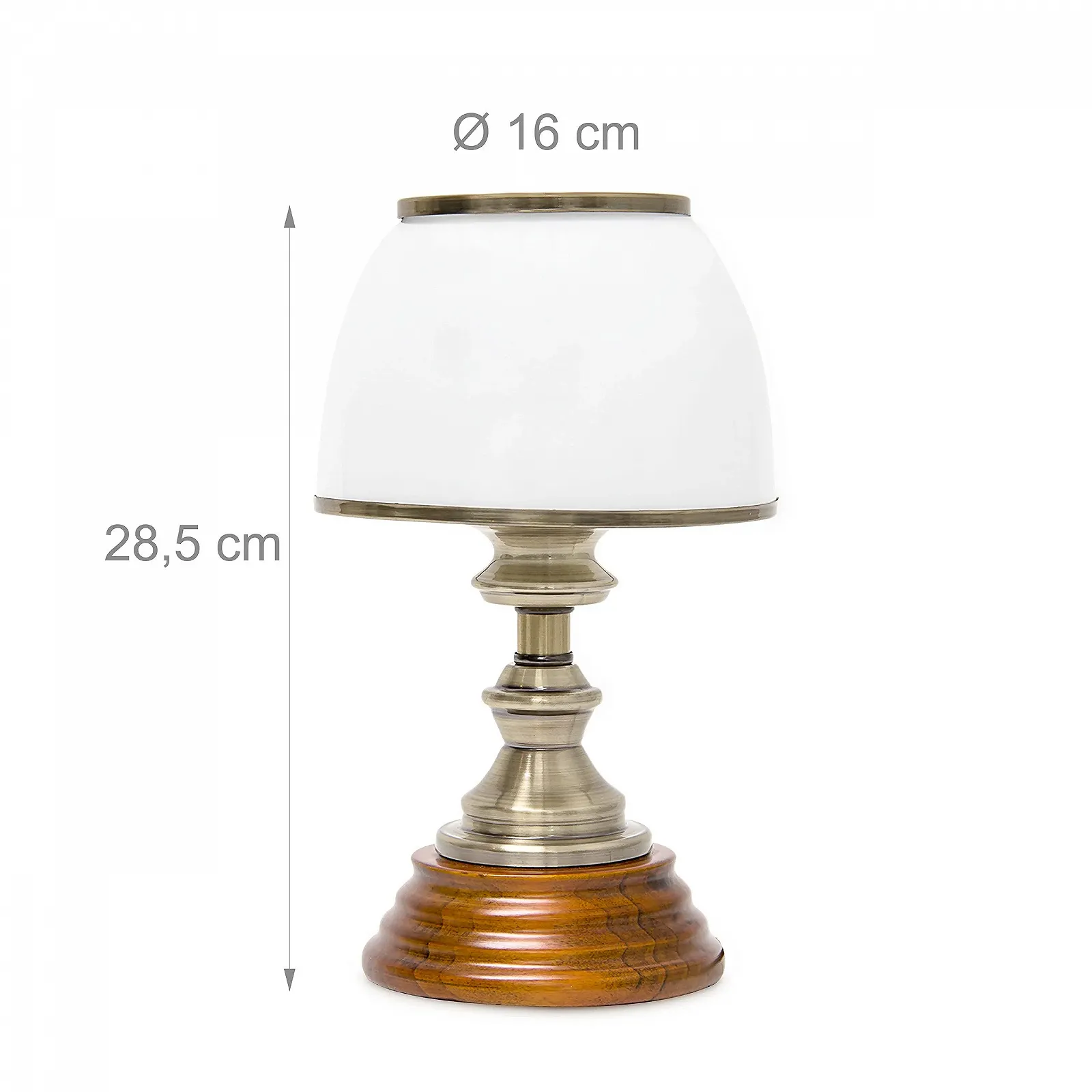 Настільна лампа Relaxdays 10018911 дерево скло оздоблення латунь білий 28,5 x 16 x 16 см, фото №4