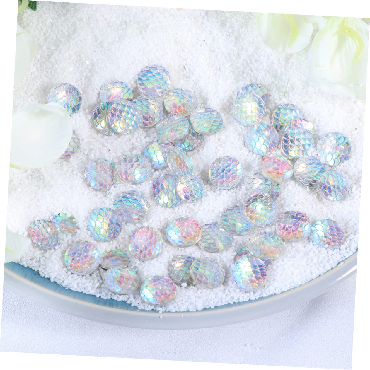 Стрази з смоли COHEALI круглі райдужні, багатогранні, глянцеві, з плоскою задньою частиною для DIY прикрас, одягу, сумок, 50 шт., фото №6