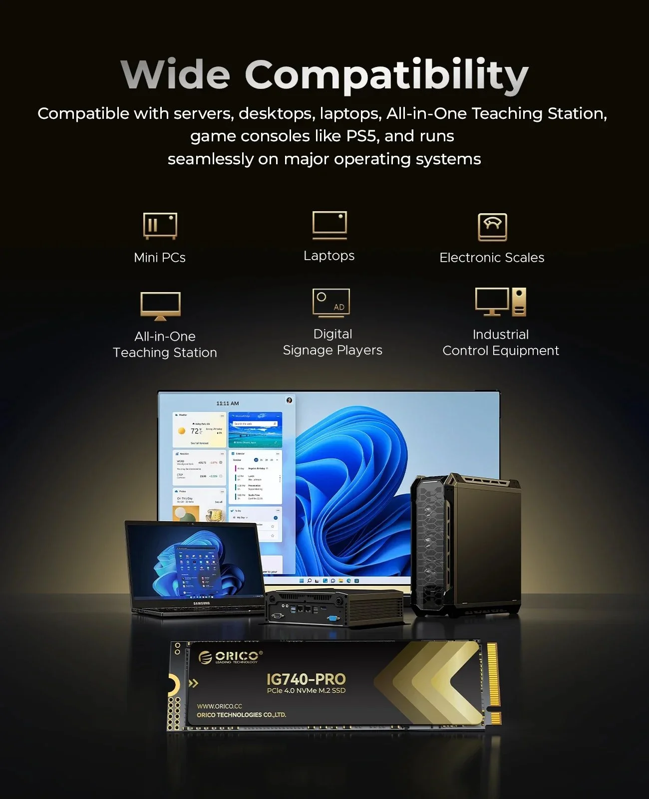 SSD накопитель ORICO IG740-Pro 1TB NVMe 2280 PCIe4x4 7400MB/s, фото №10 SSD накопитель ORICO IG740-Pro 1TB NVMe 2280 PCIe4x4 7400MB/s, фото №10