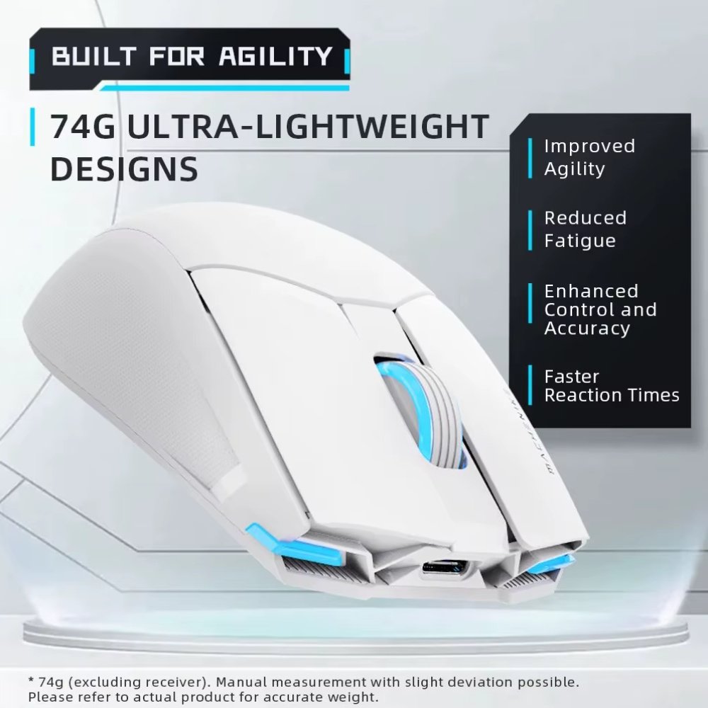 Комп'ютерна миша Machenike M7PRO MAX White PAW3395 26000DPI 1000Hz Wired/2.4G, фото №6