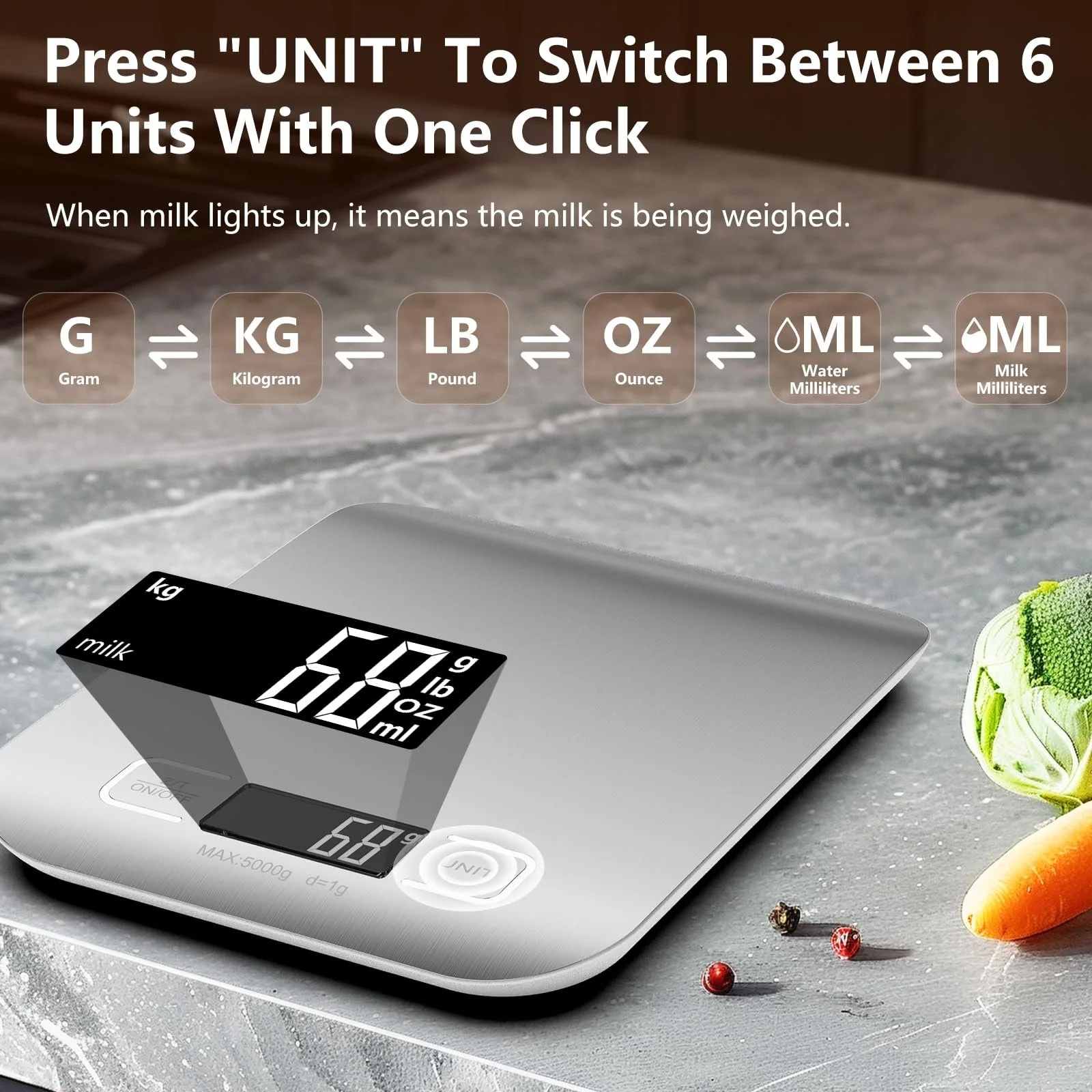 Кухонні ваги GeeRic Digital LCD 10kg 1g Stainless Steel, фото №3 Кухонні ваги GeeRic Digital LCD 10kg 1g Stainless Steel, фото №3