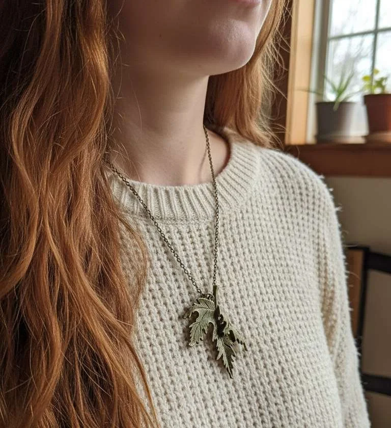 Вінтажний Бронзовий Підвіс Магія Кленового Листя, фото №1