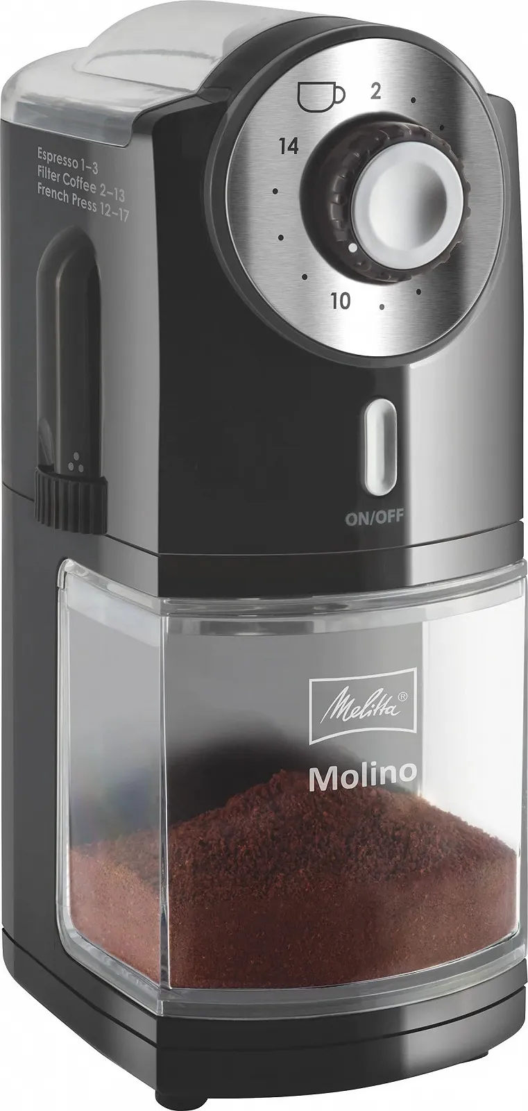 Кофемолка Melitta Molino 100 Вт, черный, нержавеющая сталь, фото №1 Кофемолка Melitta Molino 100 Вт, черный, нержавеющая сталь, фото №1