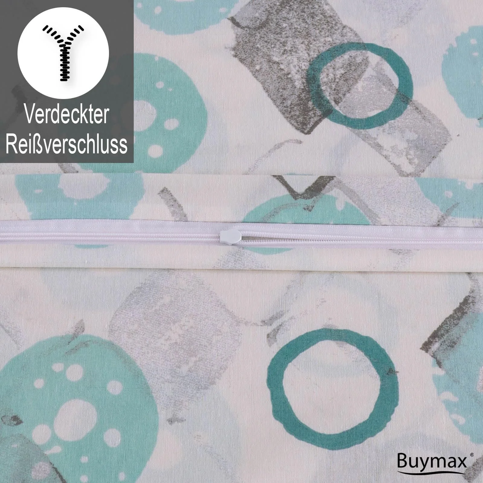 Комплект постельної білизни Buymax 200 x 200 см 80% бавовна 20% поліестер 3 предмети на блискавці, фото №4