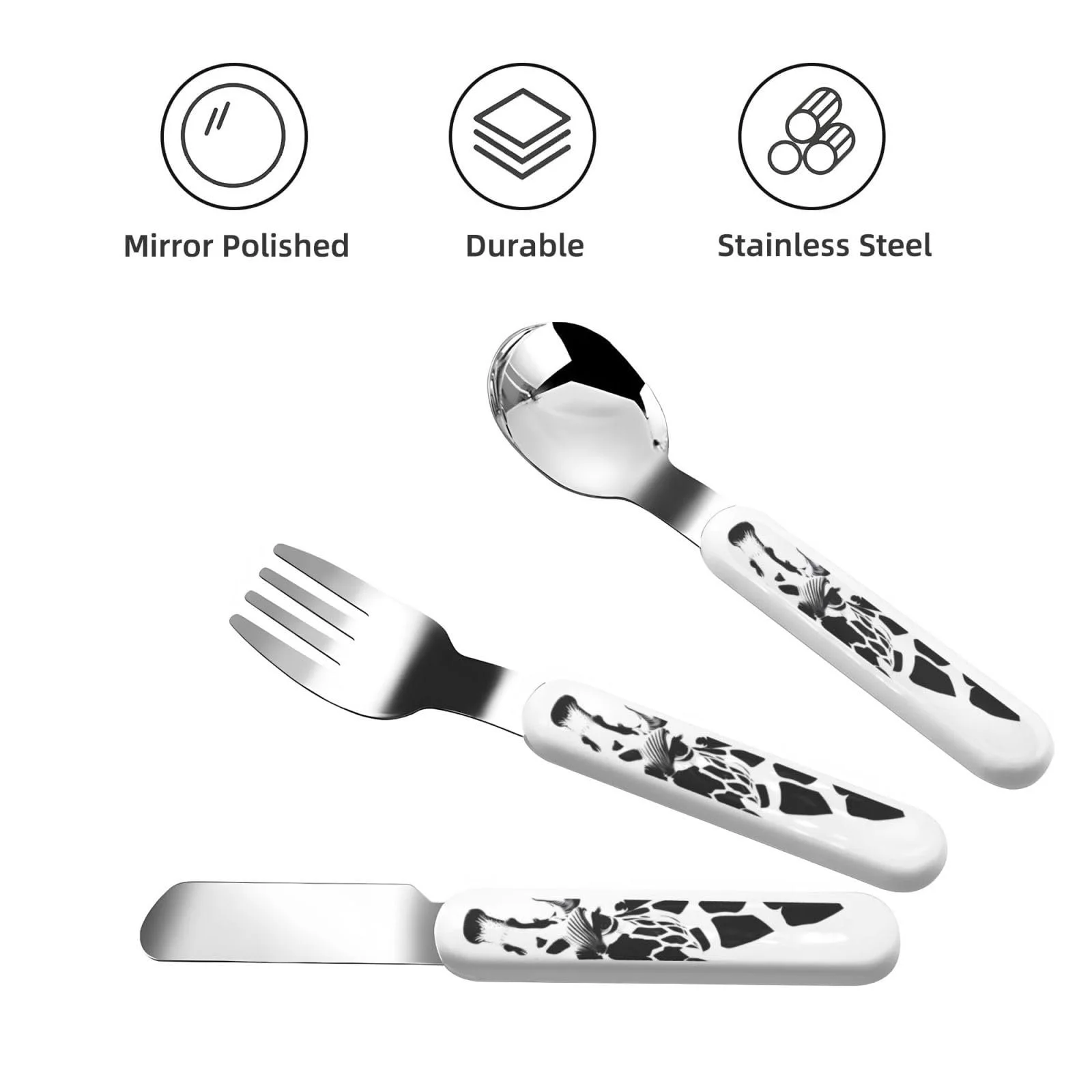 Дитячий набір Посуд з принтом Жирафа Schwarz und Wei 3 предмети, фото №2 Дитячий набір Посуд з принтом Жирафа Schwarz und Wei 3 предмети, фото №2