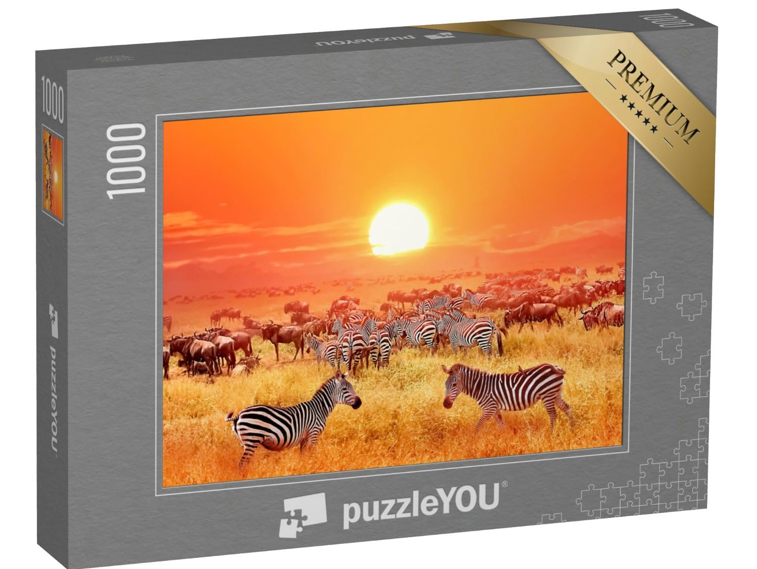 Пазл puzzleYOU Зебры и антилопы на закате, национальный парк Серенгети 1000 элементов, фото №1 Пазл puzzleYOU Зебры и антилопы на закате, национальный парк Серенгети 1000 элементов, фото №1