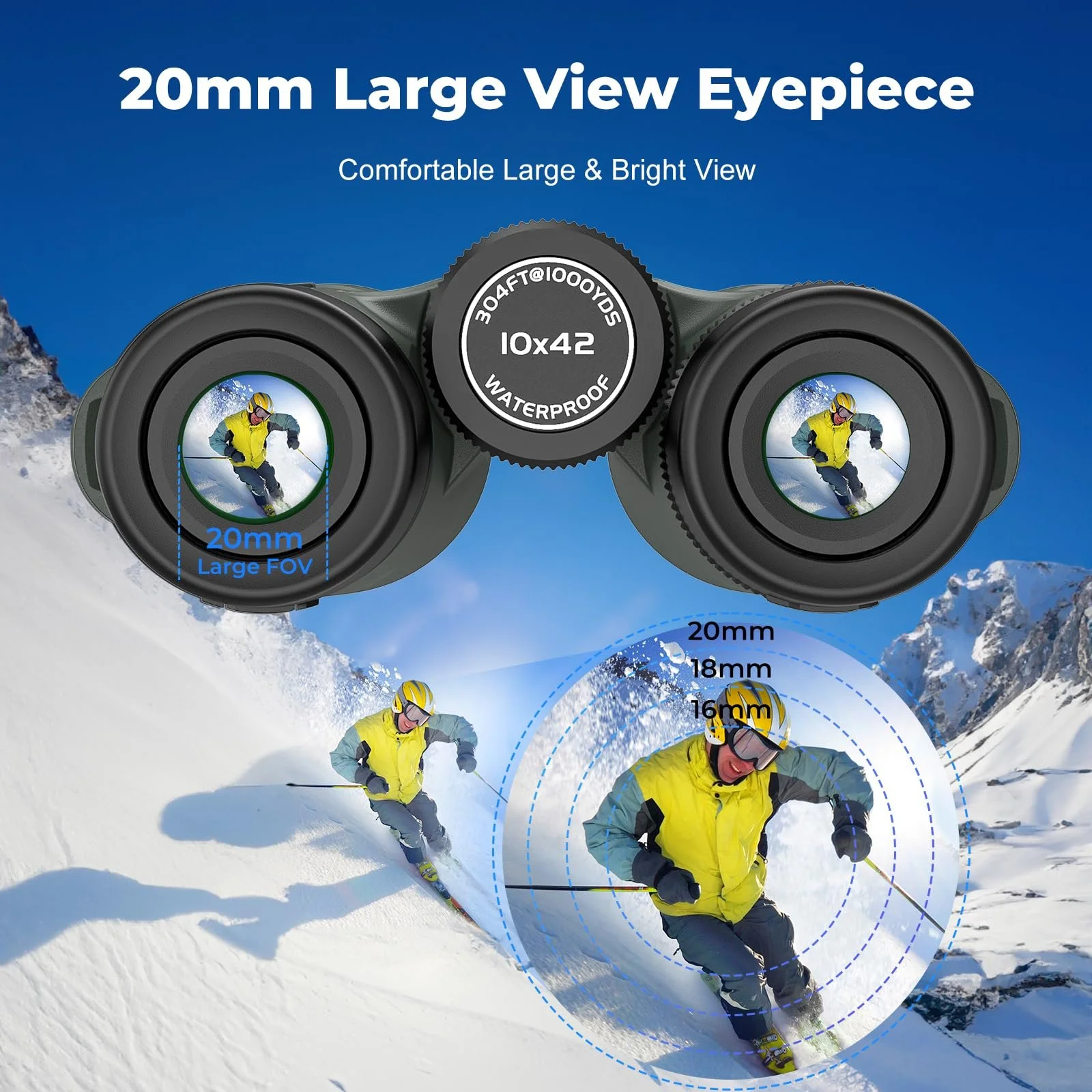 Бінокль Gosky 10x42 HD BAK4 FMC Водонепроникний з адаптером для телефону, фото №4