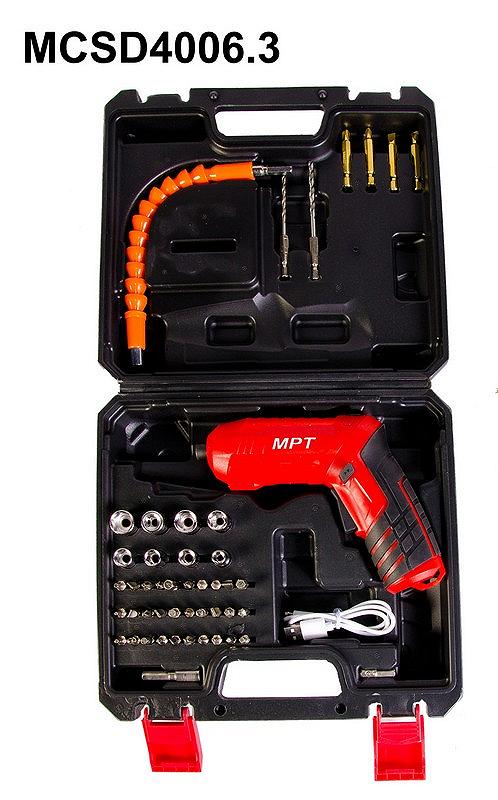 Викрутка акумуляторна поворотна MPT 4 В Li-ion 1.5 Аг 250 об/хв 3.5 Нм реверс USB кейс аксесуари 47 шт MCSD4006.3, фото №6