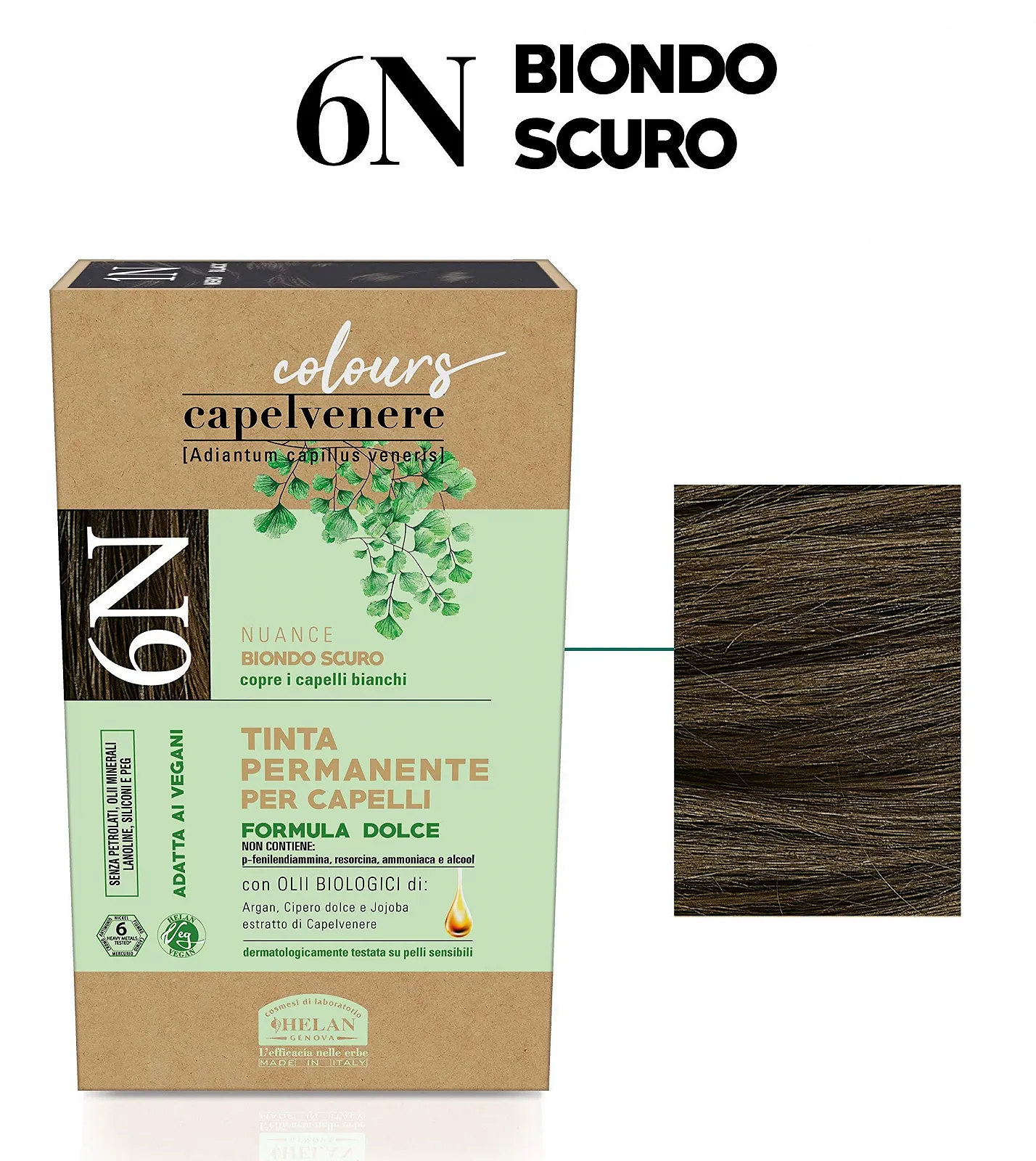 Фарба для волосся Helan Capelvenere Colours 6N Темний Блонд Стійка Без аміаку, фото №5