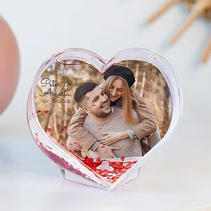 Шар Снежный Wanapix Сердце Фотографиями Оригинальный Подарок День Святого Валентина 4.5 x 9 см - Фото 1
