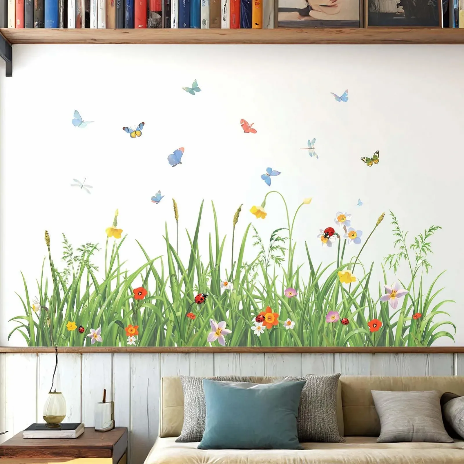 Наклейки на стіну Amimagen Зелена трава та квіти, фото №3