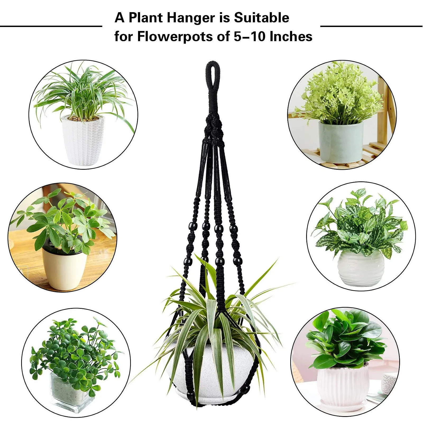 Підвісне кашпо макраме Augshy, 2 шт., ручної роботи, 35.4 дюйма, фото №4 Підвісне кашпо макраме Augshy, 2 шт., ручної роботи, 35.4 дюйма, фото №4