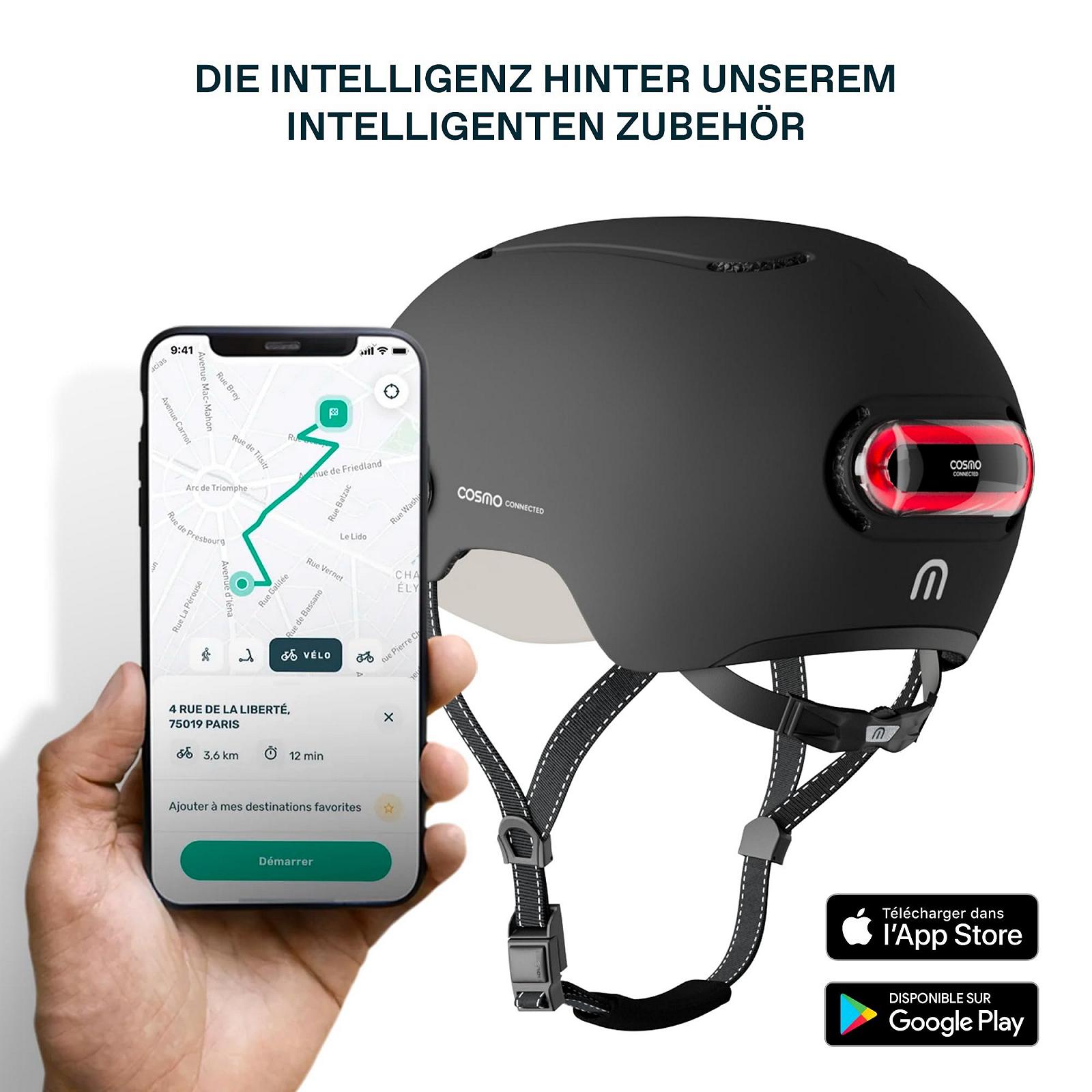 Шолом Cosmo Connected Cosmo Fusion Smart Bike and Scooter з козирком, розмір Adult, поворотник, автоматичний стоп-сигнал, роздільна поїздка, виявлення падіння, фото №7