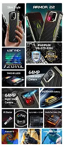 Защищенный смартфон Ulefone Armor 22 64 MP + 64 MP 16 GB + 128 GB 6.58" FHD + 120 Hz IP68 IP69K Android 13 NFC Green synthetic.ua - Фото 1