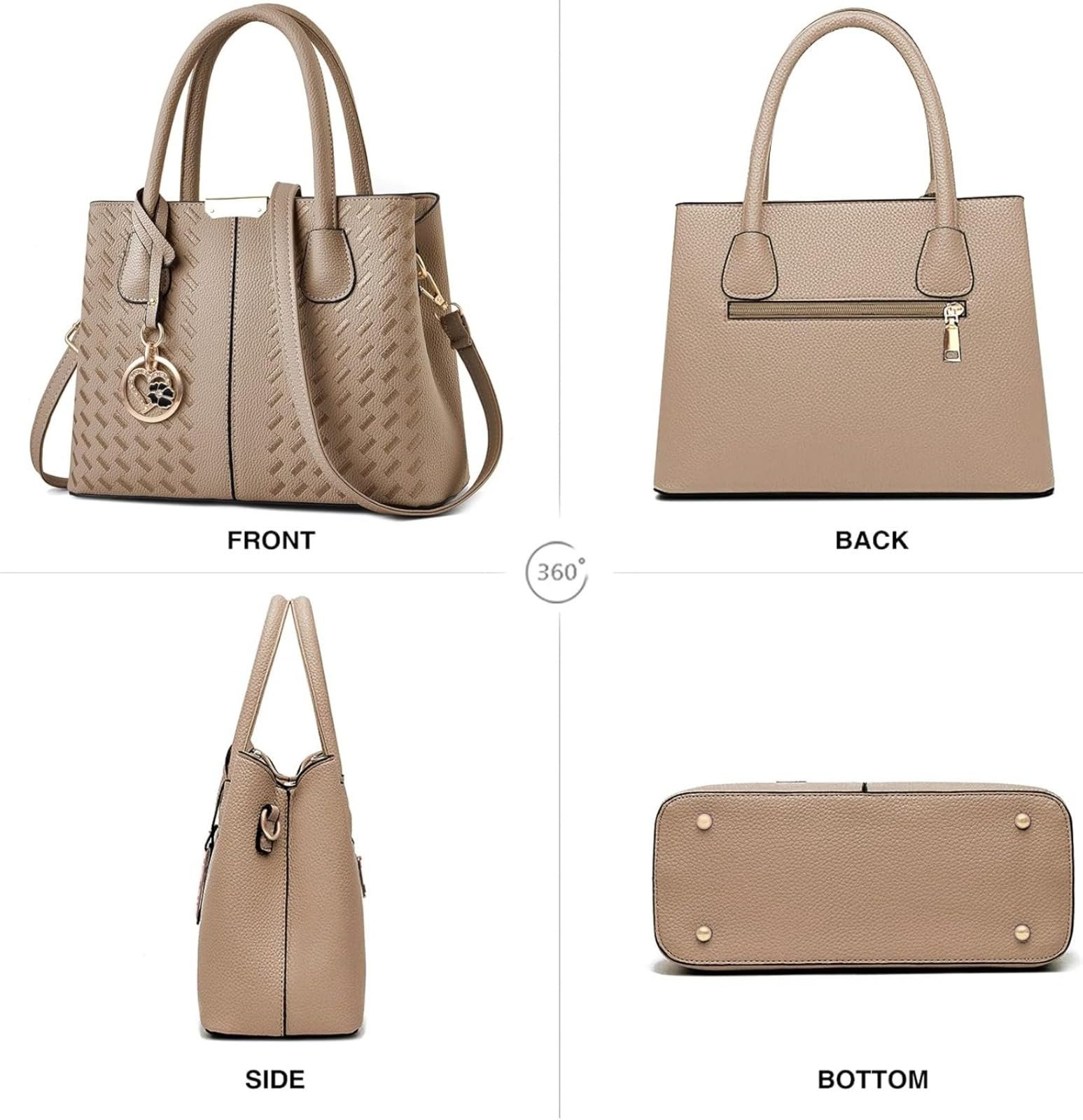 Сумка KurKur Geldbörsen und Handtaschen für Frauen Schulter Tote Bags Top Griff Umhängetasche E Khaki 2, фото №3