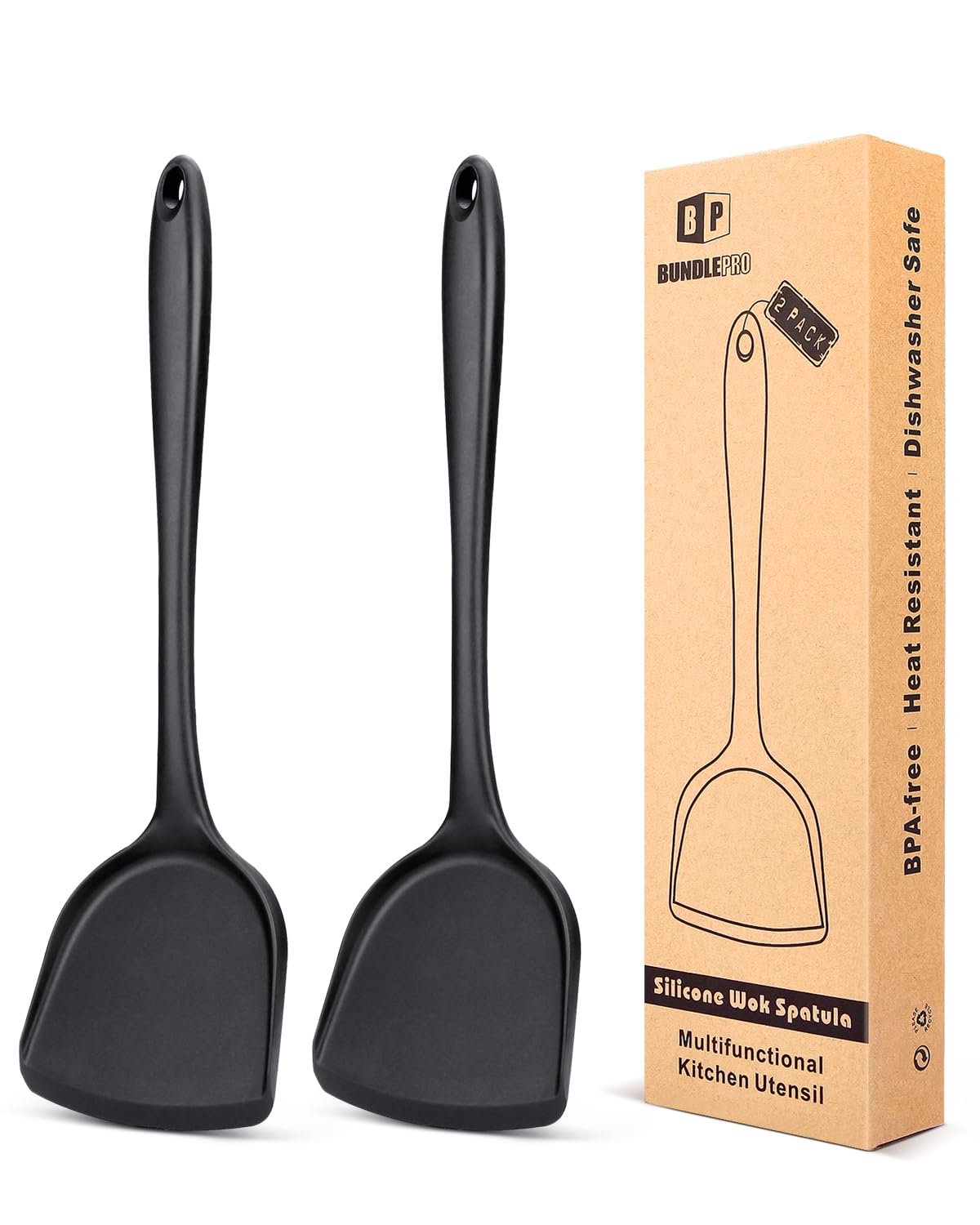Набор лопаток для вока Silicone 2 Pack Non-Stick Heat Resistant, фото №1