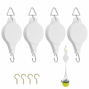 Висувний гачок для кашпо Gueenky з тросовим механізмом 4 шт Білий - Фото 1