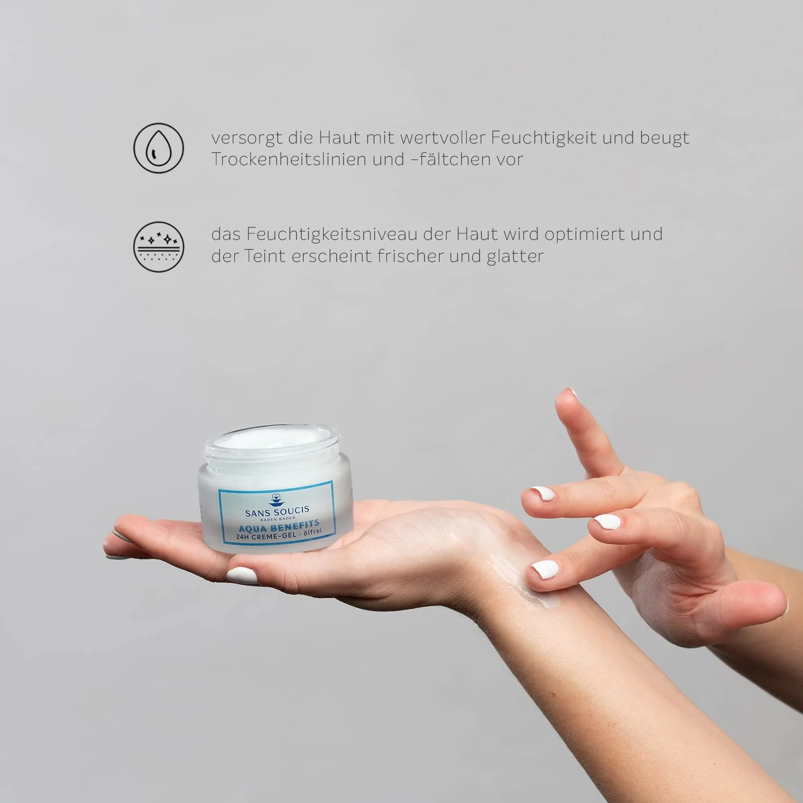 Крем-гель для обличчя Sans Soucis Face Care Aqua Benefits 24h зволожуючий без олій 50 мл, фото №5