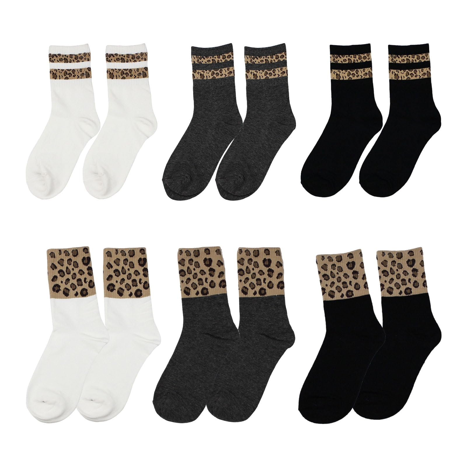 Носки Ankle Женские 6 пар с леопардовым принтом Спортивные носки, фото №1