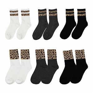 Носки Ankle Женские 6 пар с леопардовым принтом Спортивные носки - Фото 1