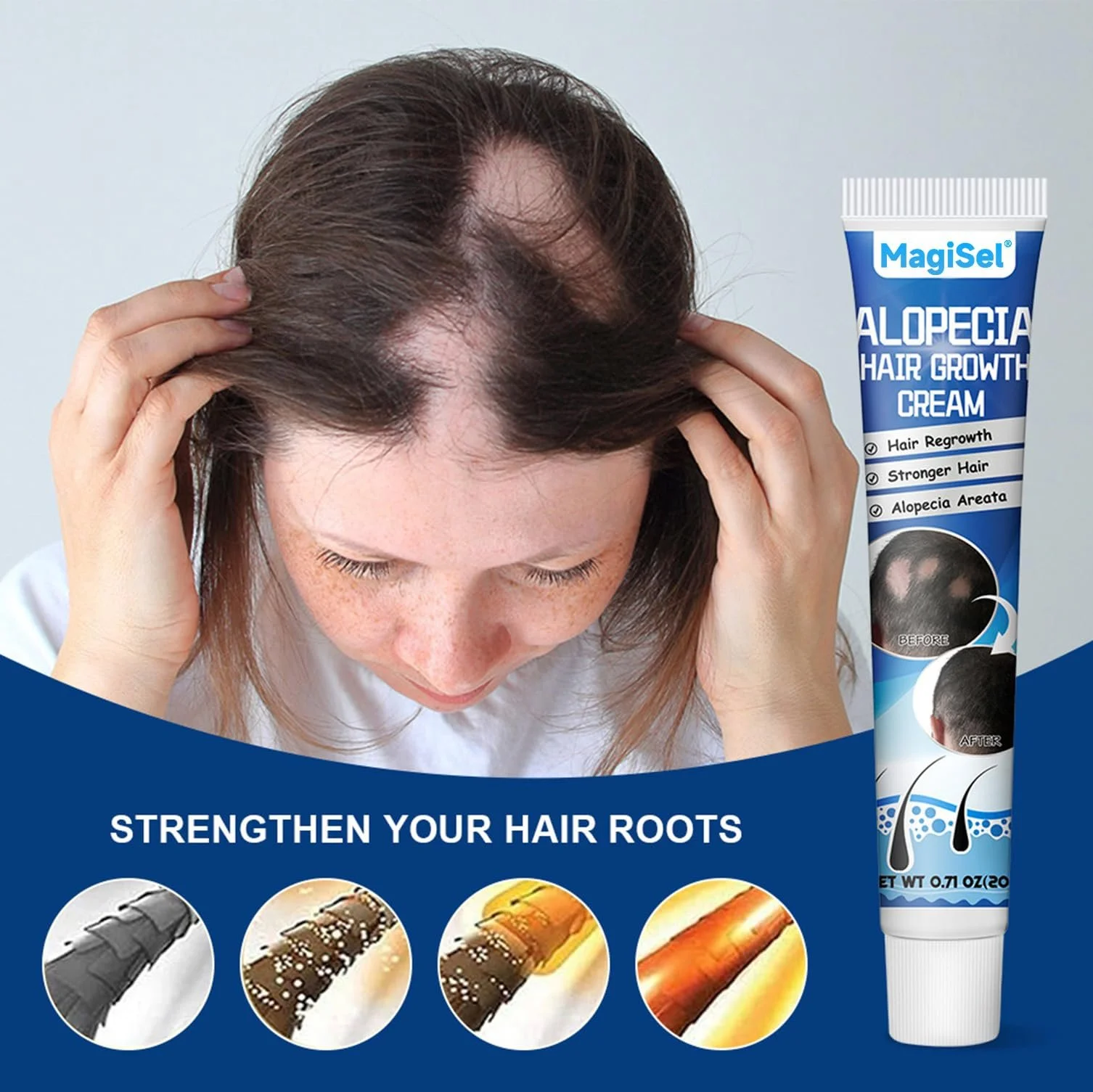 Крем против выпадения волос Cream, 20 г, ускоряет рост волос, эссенция для ухода за волосяными фолликулами, эффективный рост волос, фото №5