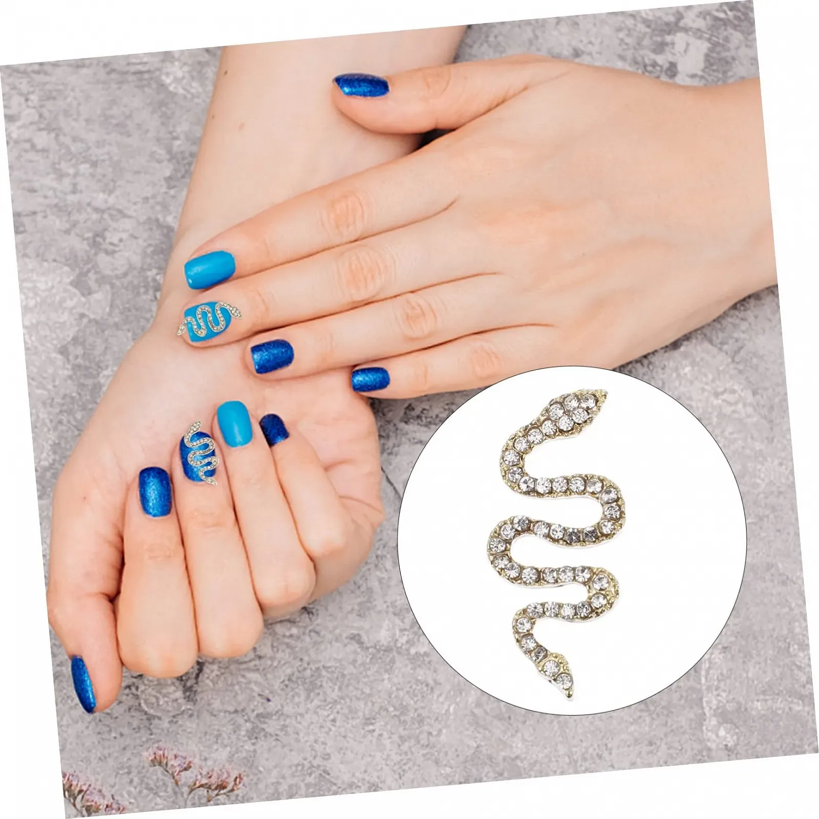 Украшения для ногтей в виде змеи 6 шт., аксессуары для ногтей, украшения для ногтей своими руками, крестики для ногтей, бриллианты для ногтей, украшения для маникюра со стразами, подвески для маникюра из цинкового сплава, золотые, фото №2